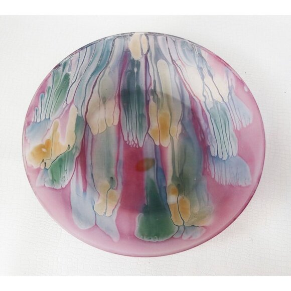 Hand Blown Rueven Art Nouveau Satin Glass Centerpiece Bowl Studio Art Glass - Picture 2 of 5